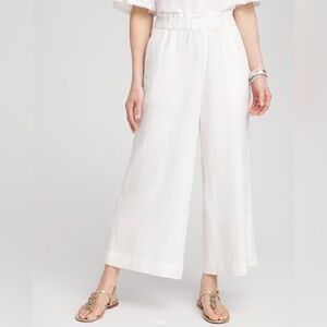 CHICO’S NWT 3 / Women’s 16 Wide Leg Linen Culotte Pants Alabaster White Coastal
